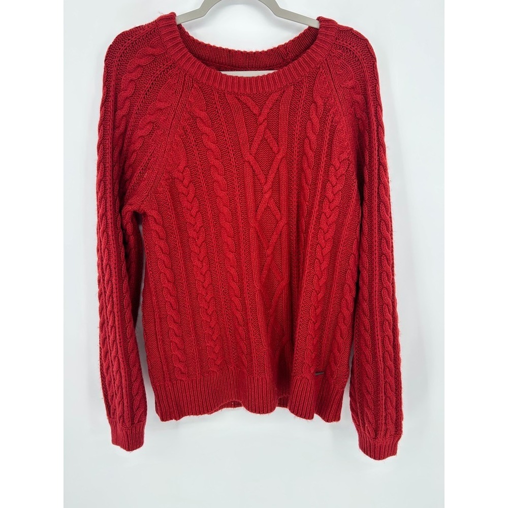 Abercrombie & Fitch Men's XL Red Cable Knit Sweater Fisherman Preppy Heritage